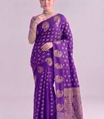 Traditional roop silk saree with detailed zari embroidery