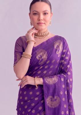 Traditional roop silk saree with detailed zari embroidery 2