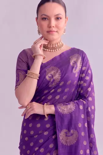 Traditional roop silk saree with detailed zari embroidery