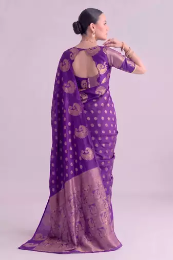 Traditional roop silk saree with detailed zari embroidery