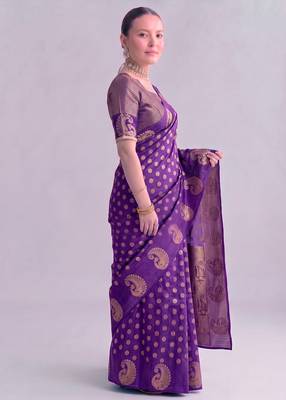 Traditional roop silk saree with detailed zari embroidery 4