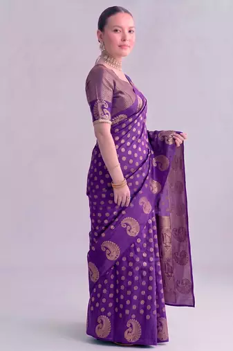 Traditional roop silk saree with detailed zari embroidery