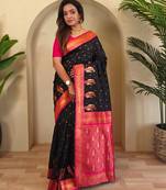 Black art silk  woven saree