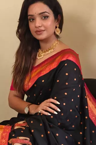 Black art silk  woven saree