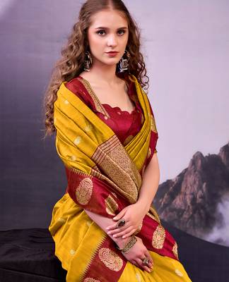 Elegant poly cotton saree with rich zari detailing 2