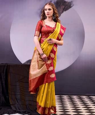 Elegant poly cotton saree with rich zari detailing 4
