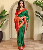 Green art silk  woven saree