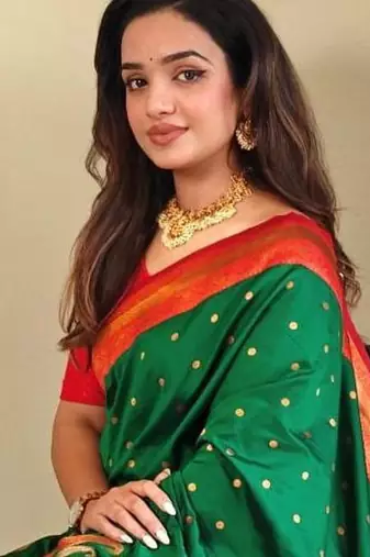 Green art silk  woven saree