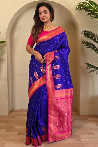 Purple art silk  woven saree