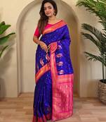 Purple art silk  woven saree