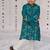 Teal blue embroidered pure silk kurta set