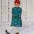 Teal blue embroidered pure silk kurta set