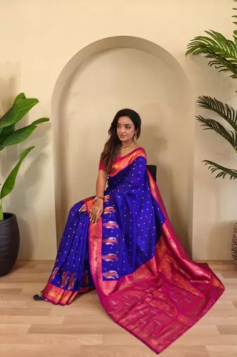 Purple art silk  woven saree