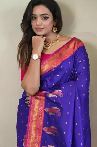 Purple art silk  woven saree