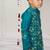 Teal blue embroidered pure silk kurta set