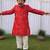 Red embroidered pure silk kurta set
