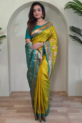 Mehendi art silk  woven saree
