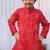 Red embroidered pure silk kurta set