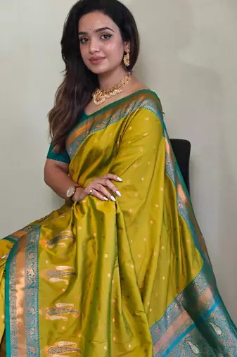 Mehendi art silk  woven saree