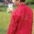 Red embroidered pure silk kurta set