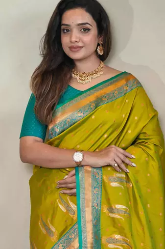 Mehendi art silk  woven saree