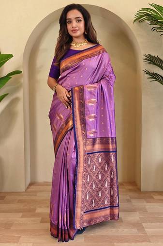 Onion pink art silk  woven saree