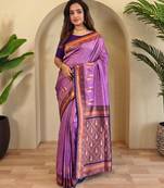 Onion pink art silk  woven saree