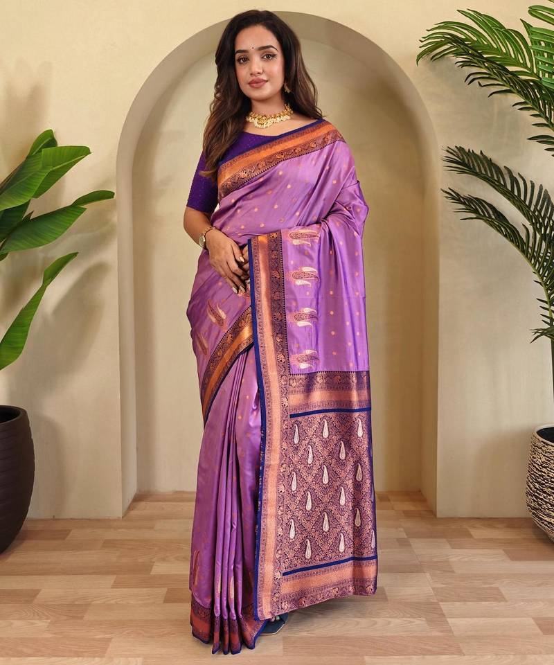 Onion pink art silk  woven saree