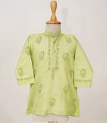 Green embroidered pure silk kurta set