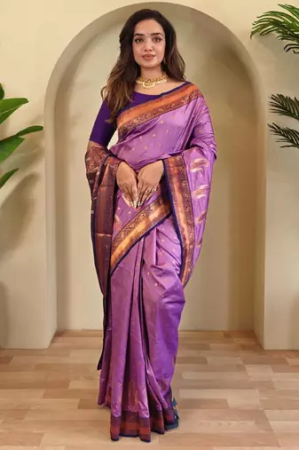 Onion pink art silk  woven saree