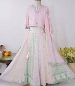 Pink embroidered georgette lehenga set