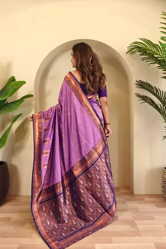 Onion pink art silk  woven saree