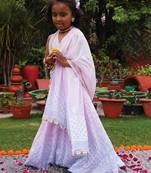 Pink embroidered pure georgette lehenga set