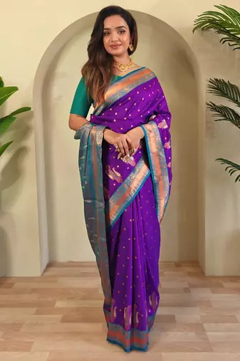 Purple art silk  woven saree