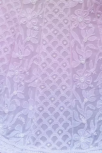 Pink embroidered pure georgette lehenga set