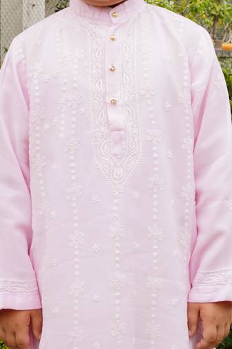 Light Pink embroidered georgette kurta set