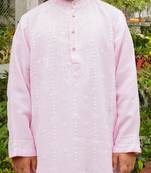 Light Pink embroidered georgette kurta set