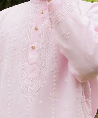 Light Pink embroidered georgette kurta set 3