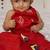 Red embroidered tissue lehenga set