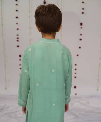 light green embroidered georgette kurta set 4