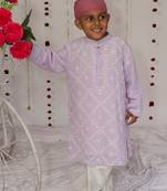 Lilac embroidered georgette kurta set