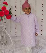 Lilac embroidered georgette kurta set