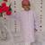 Lilac embroidered georgette kurta set
