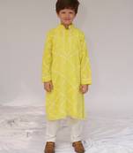 Yellow embroidered georgette kurta set