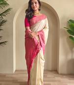Cream art silk  woven saree