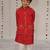 Red embroidered pure chanderi kurta jacket set
