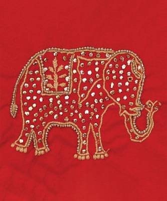 Red embroidered pure chanderi kurta jacket set 3