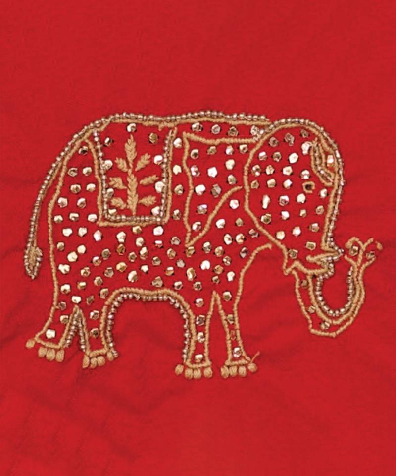 Red embroidered pure chanderi kurta jacket set