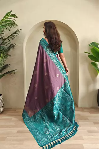 Dark onion pink art silk  woven saree