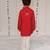 Red embroidered pure chanderi kurta jacket set